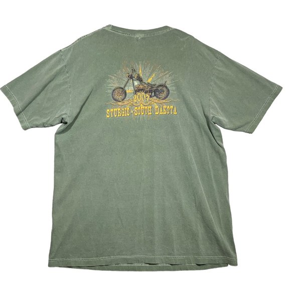 Sturgis T Shirt Mens XL Green Biker Motorcycle Fest Y2K Retro Rock Wings Chopper - Picture 1 of 10